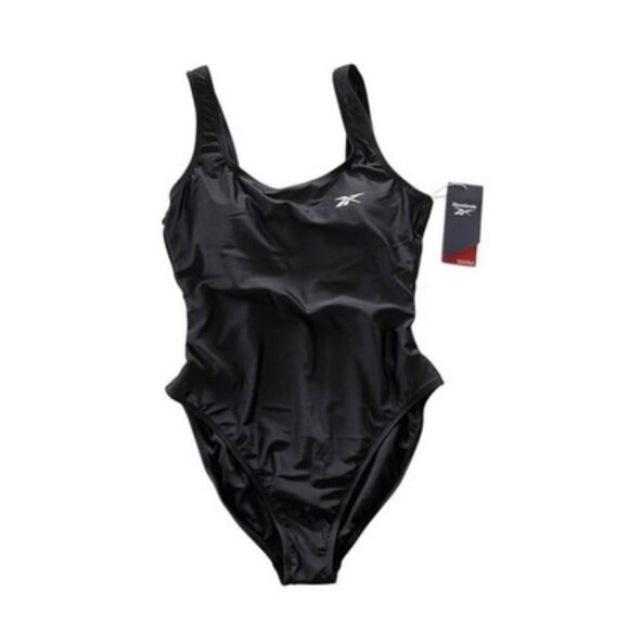 Reebok Black Scoop-Neck Athletic One-Piece Swimsuit Size M NWT $62 - Picture 1 of 4